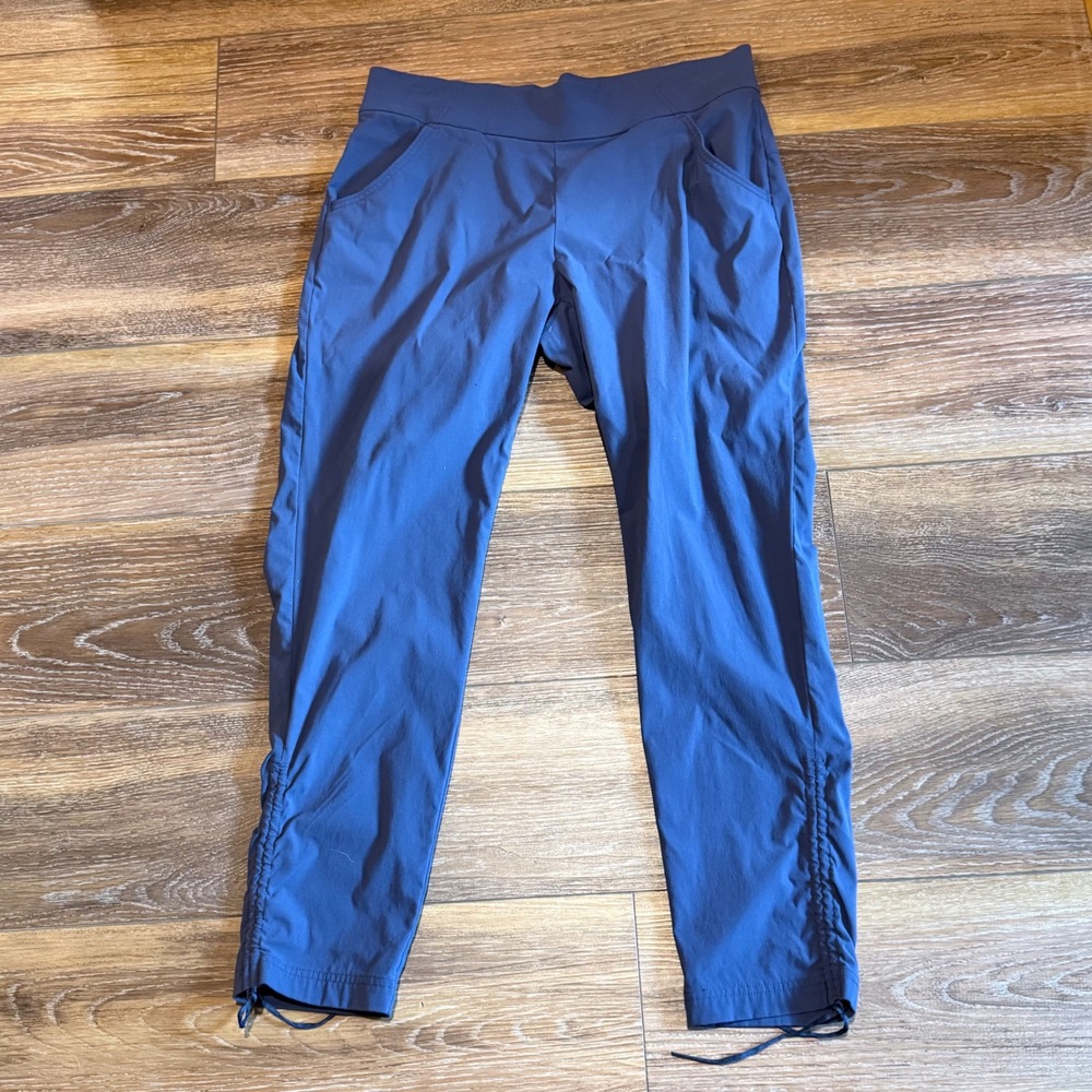 Columbia Anytime Casual Ankle Pants Blue Ruched Drawcord Hem Stretch Women 16.5w